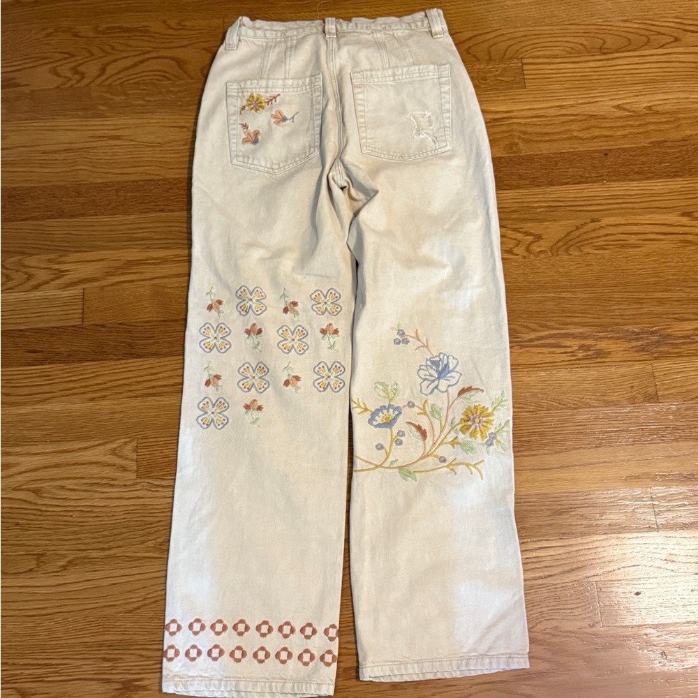 We The Free Blue and Yellow Flare Jeans with Floral Embroidery Size 25 - Picture 9 of 14